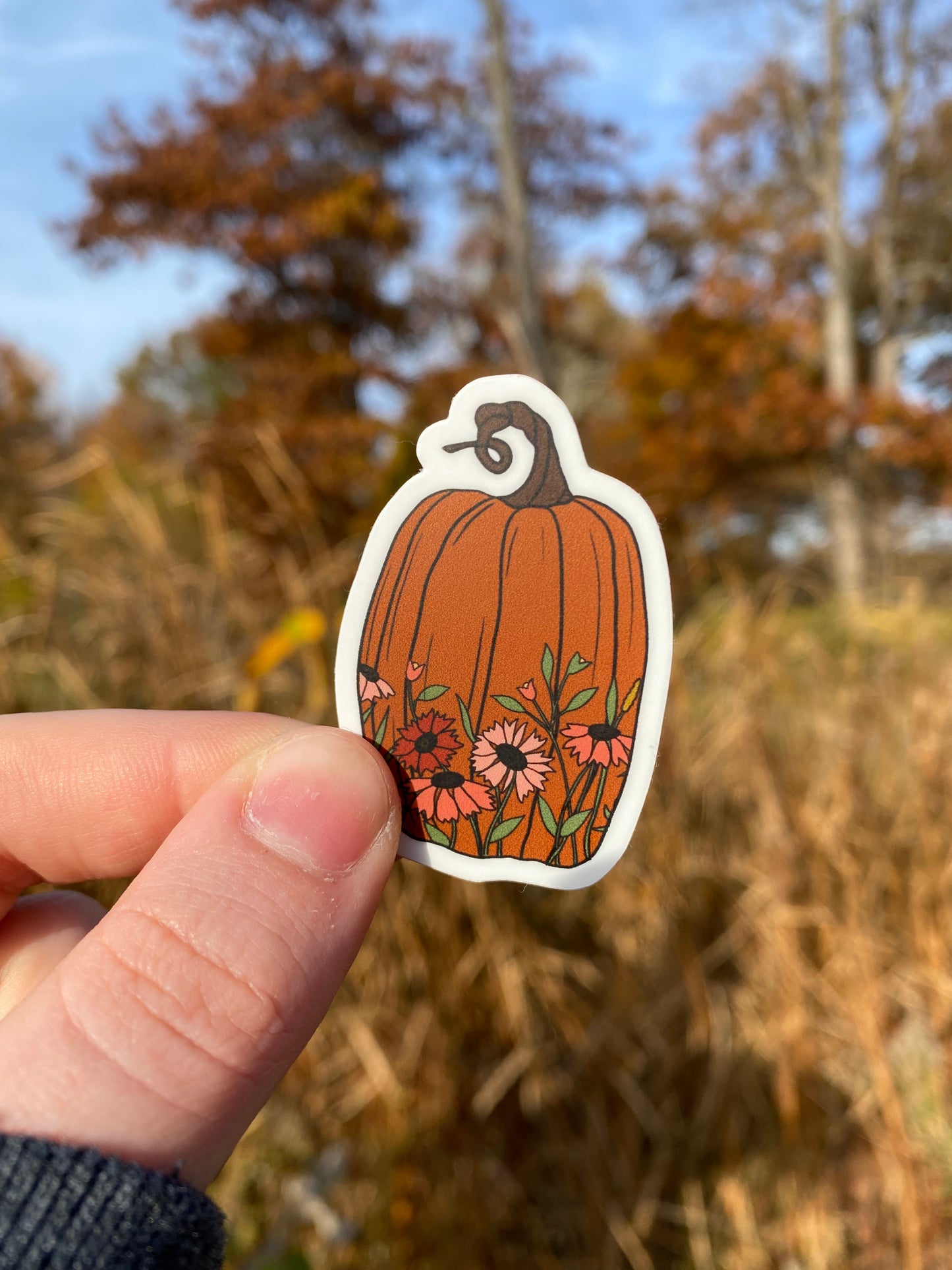 Floral Pumpkin Sticker