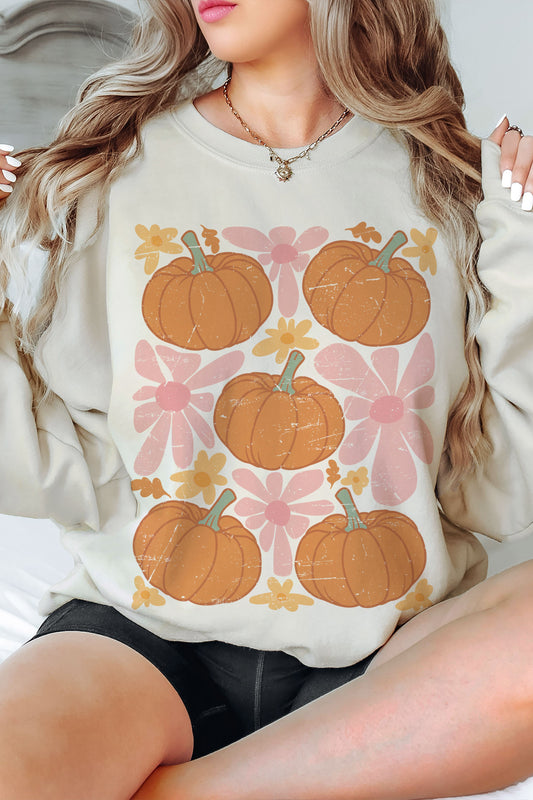 Pumpkins and Daisies Graphic Sweatshirt